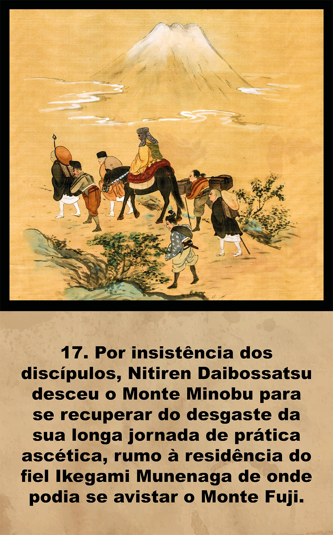 Rumo à residência do fiel de longepodia se avistar o Monte Fuji